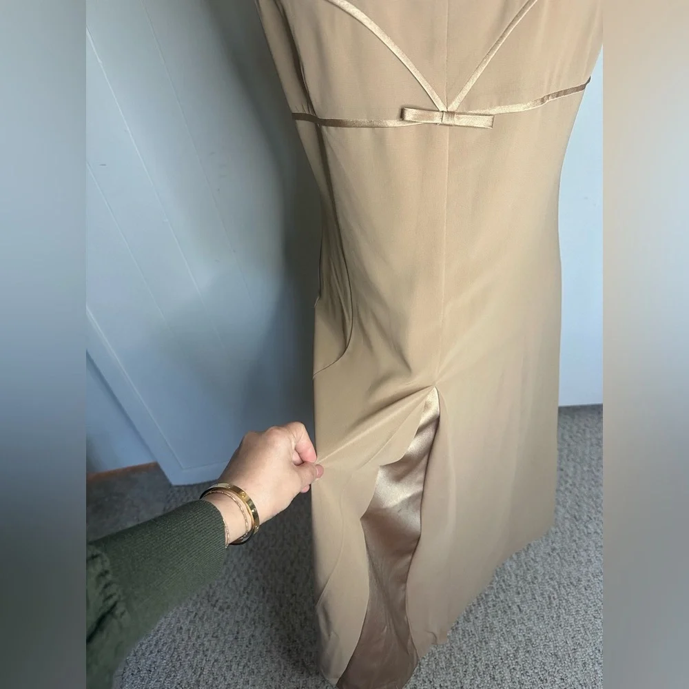 Annex vintage  Tan Sleeveless Dress with Bow size 8 NWT - Picture 4 of 10